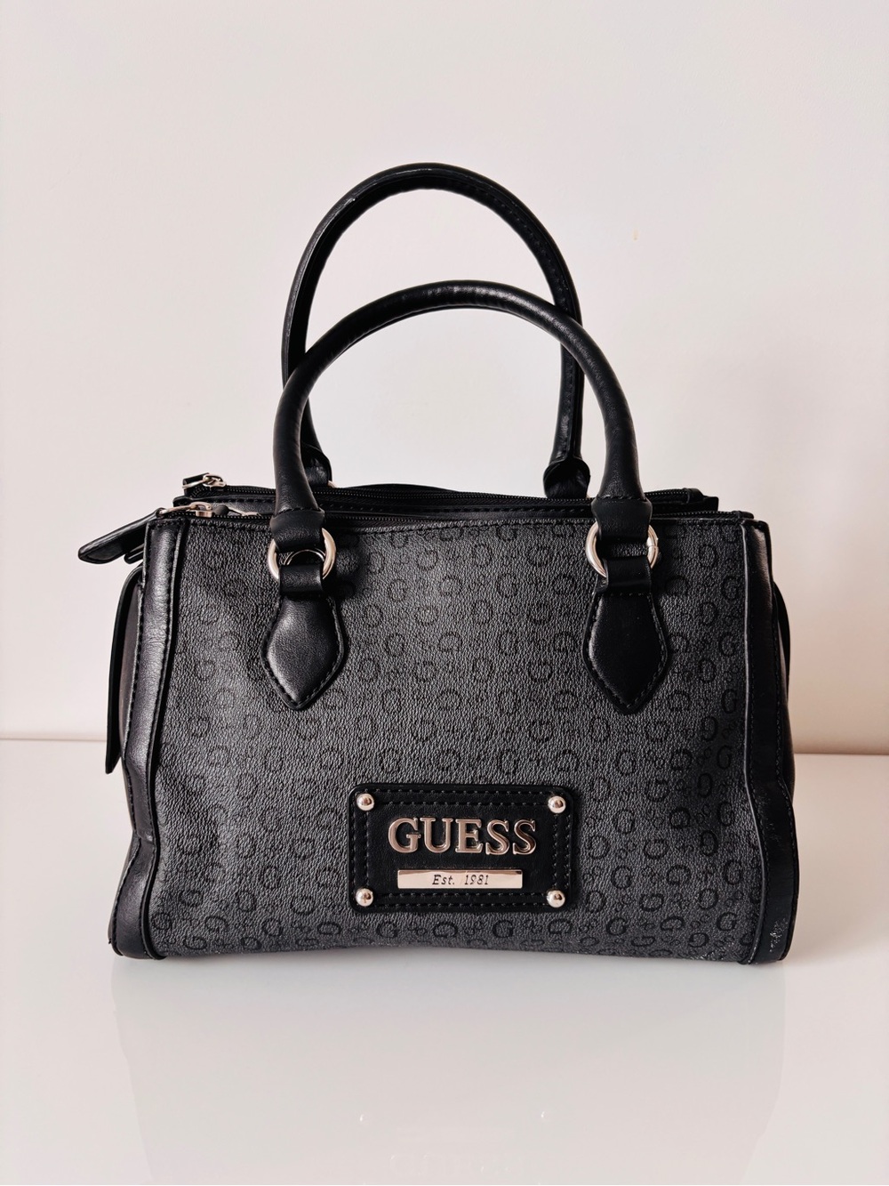 GUESS Monogram Satchel Handbag